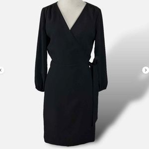 NWOT J. Crew Wrap Dress Long-Sleeve - Black, 4